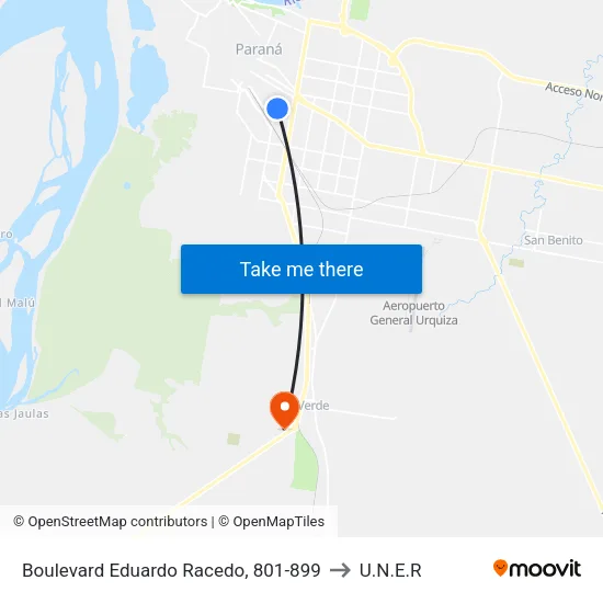 Boulevard Eduardo Racedo, 801-899 to U.N.E.R map