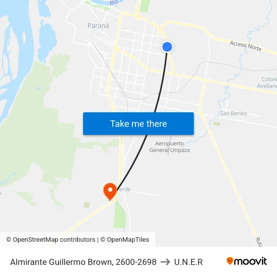 Almirante Guillermo Brown, 2600-2698 to U.N.E.R map