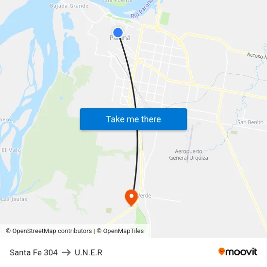 Santa Fe 304 to U.N.E.R map