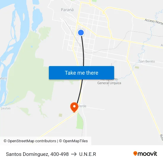 Santos Domínguez, 400-498 to U.N.E.R map
