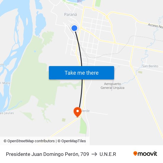 Presidente Juan Domingo Perón, 709 to U.N.E.R map