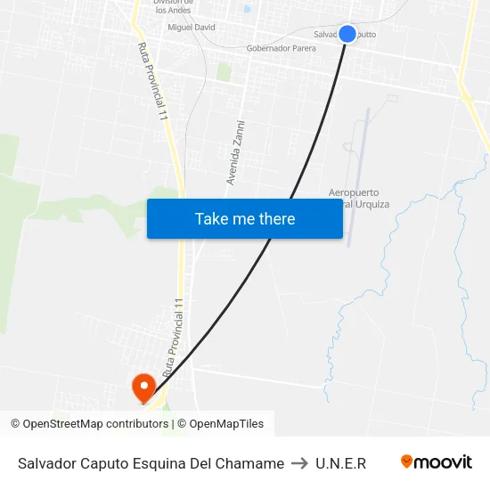 Salvador Caputo Esquina Del Chamame to U.N.E.R map