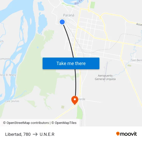 Libertad, 780 to U.N.E.R map