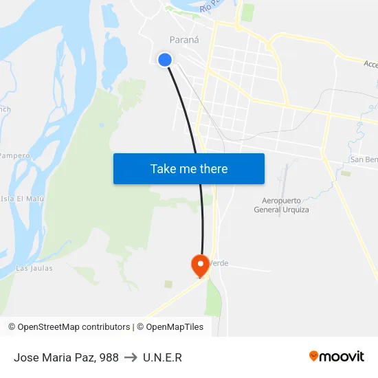 Jose Maria Paz, 988 to U.N.E.R map
