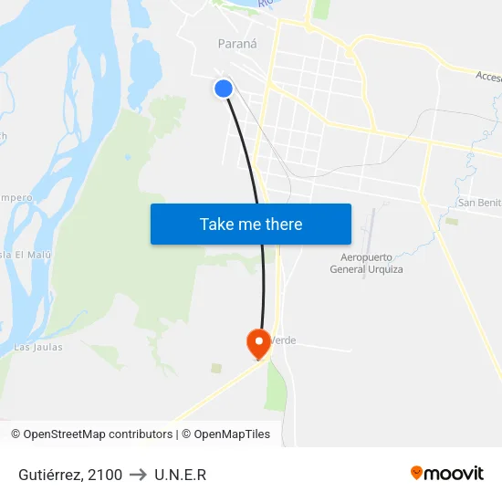 Gutiérrez, 2100 to U.N.E.R map
