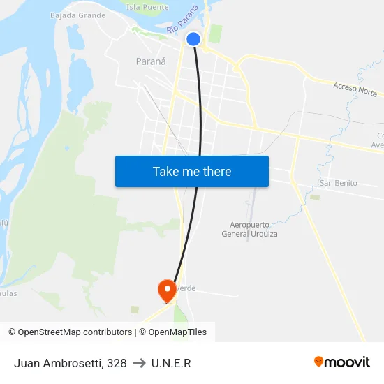 Juan Ambrosetti, 328 to U.N.E.R map