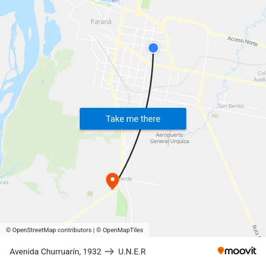Avenida Churruarín, 1932 to U.N.E.R map
