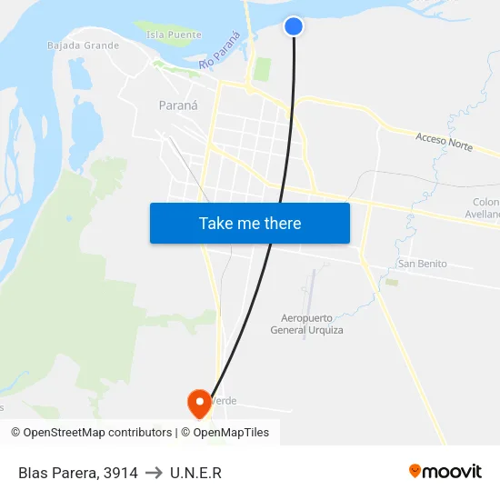 Blas Parera, 3914 to U.N.E.R map