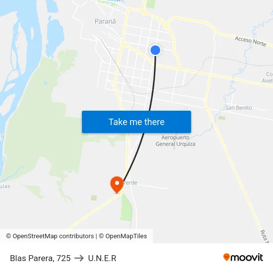 Blas Parera, 725 to U.N.E.R map