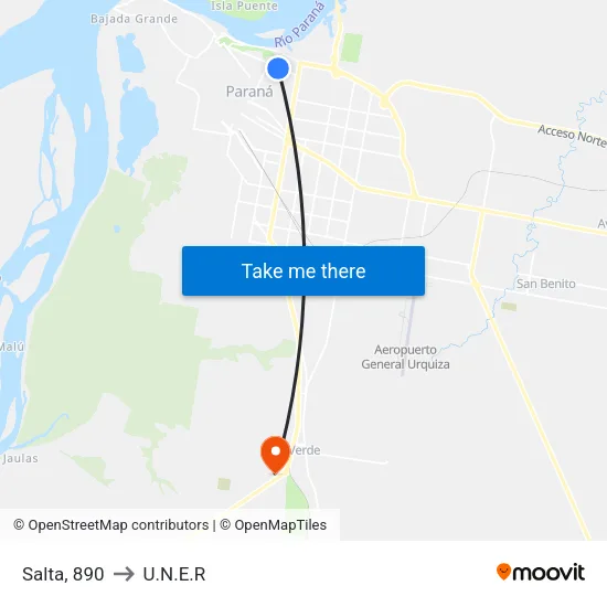 Salta, 890 to U.N.E.R map