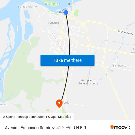 Avenida Francisco Ramírez, 419 to U.N.E.R map