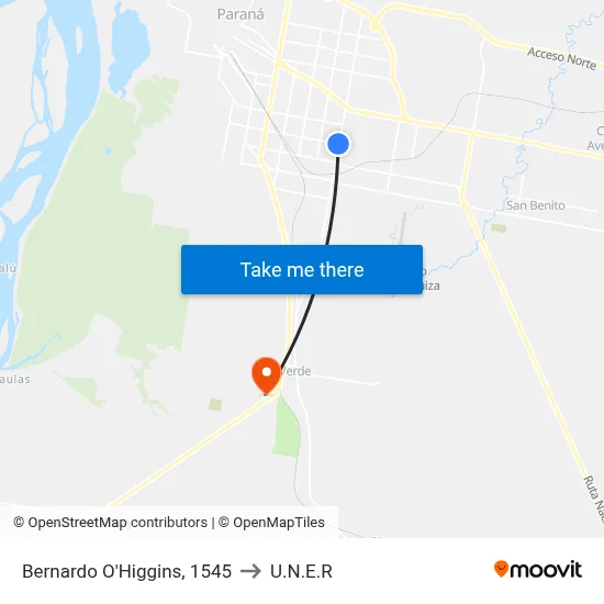 Bernardo O'Higgins, 1545 to U.N.E.R map