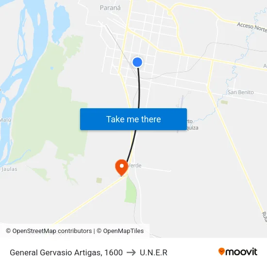 General Gervasio Artigas, 1600 to U.N.E.R map