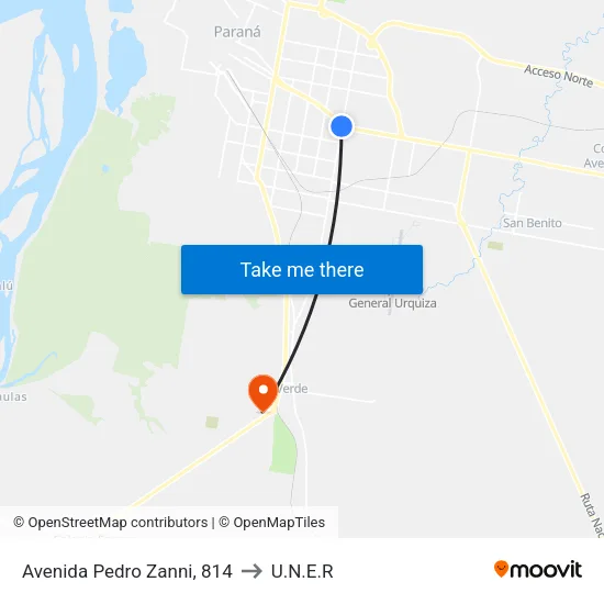 Avenida Pedro Zanni, 814 to U.N.E.R map