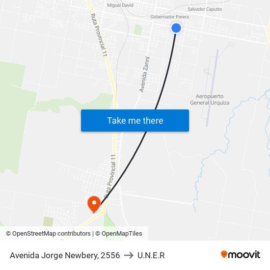 Avenida Jorge Newbery, 2556 to U.N.E.R map