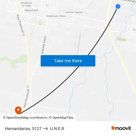 Hernandarias, 5127 to U.N.E.R map