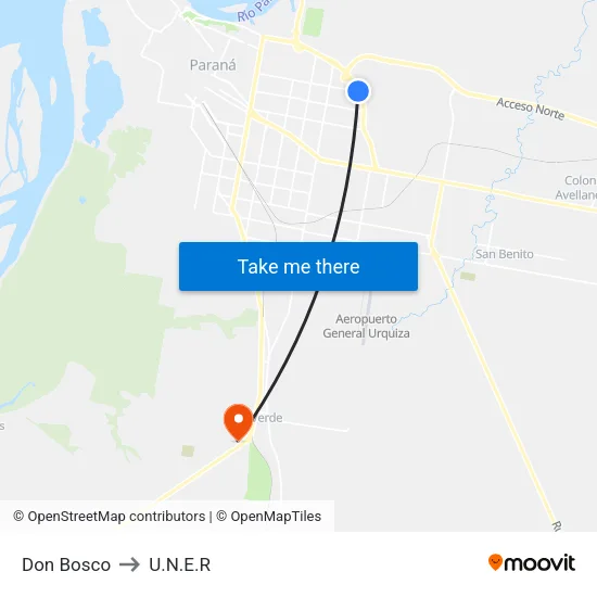 Don Bosco to U.N.E.R map