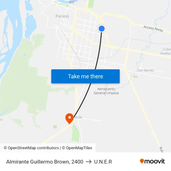 Almirante Guillermo Brown, 2400 to U.N.E.R map