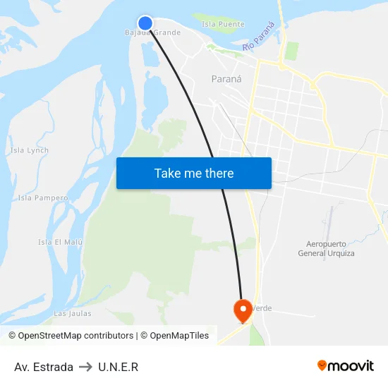 Av. Estrada to U.N.E.R map