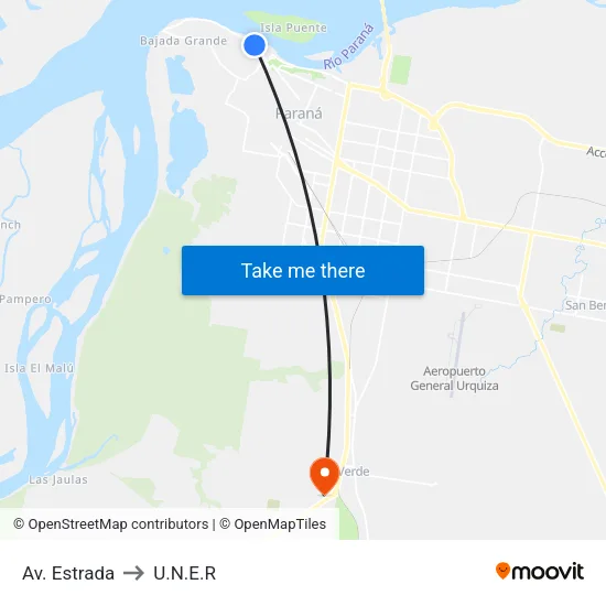 Av. Estrada to U.N.E.R map