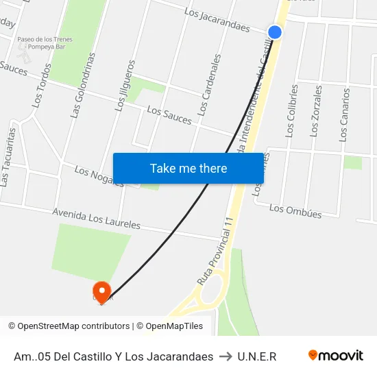 Am..05 Del Castillo Y Los Jacarandaes to U.N.E.R map