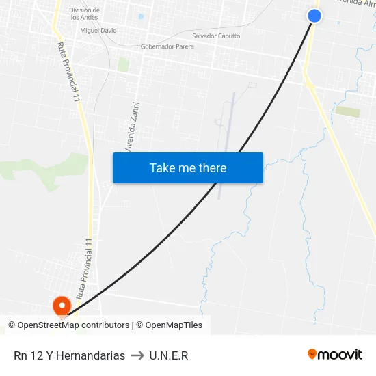 Rn 12 Y Hernandarias to U.N.E.R map