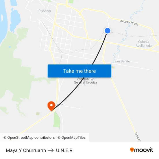 Maya Y Churruarín to U.N.E.R map