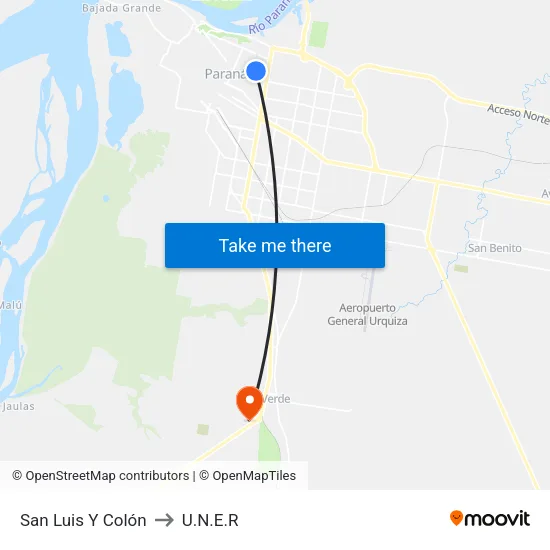 San Luis Y Colón to U.N.E.R map