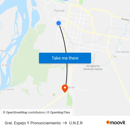 Gral. Espejo Y Pronunciamiento to U.N.E.R map