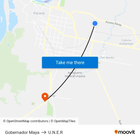 Gobernador Maya to U.N.E.R map