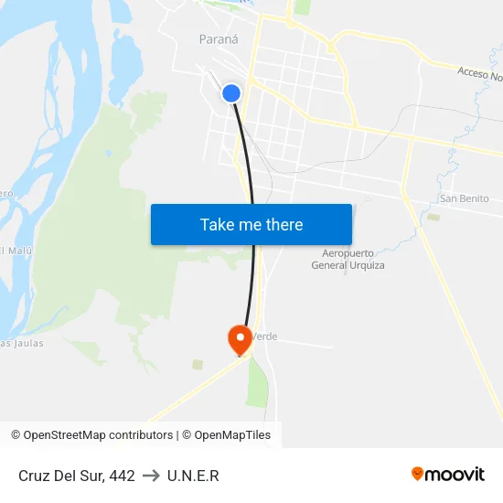 Cruz Del Sur, 442 to U.N.E.R map