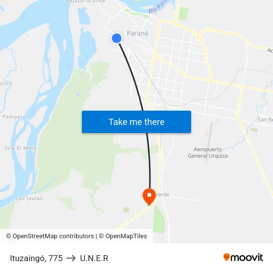 Ituzaingó, 775 to U.N.E.R map