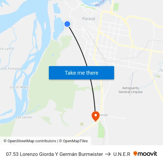 07.53 Lorenzo Giorda Y Germán Burmeister to U.N.E.R map