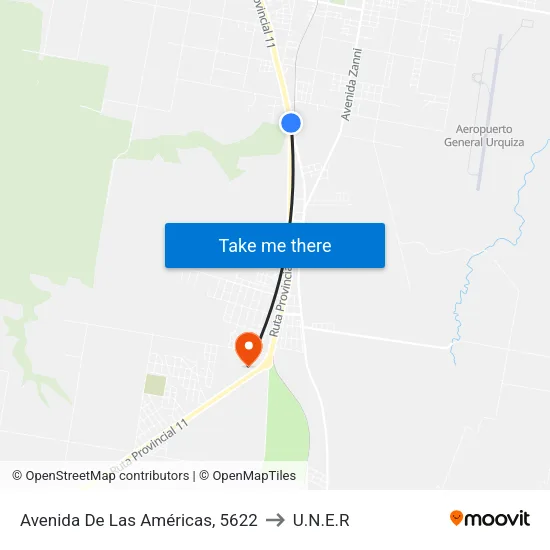 Avenida De Las Américas, 5622 to U.N.E.R map