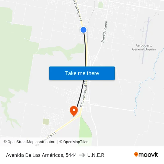 Avenida De Las Américas, 5444 to U.N.E.R map