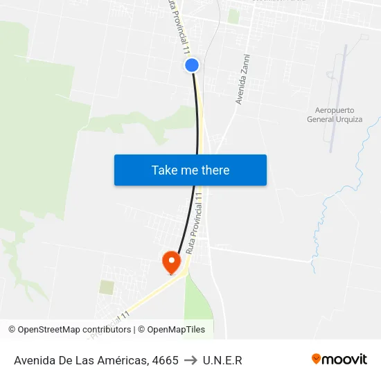 Avenida De Las Américas, 4665 to U.N.E.R map