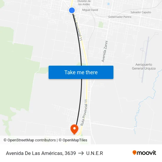 Avenida De Las Américas, 3639 to U.N.E.R map