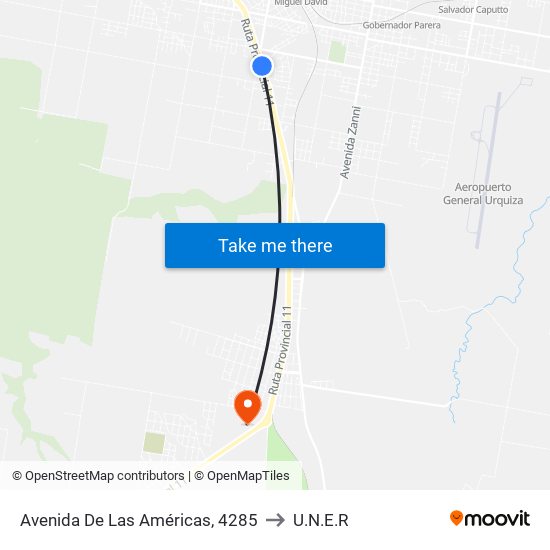 Avenida De Las Américas, 4285 to U.N.E.R map