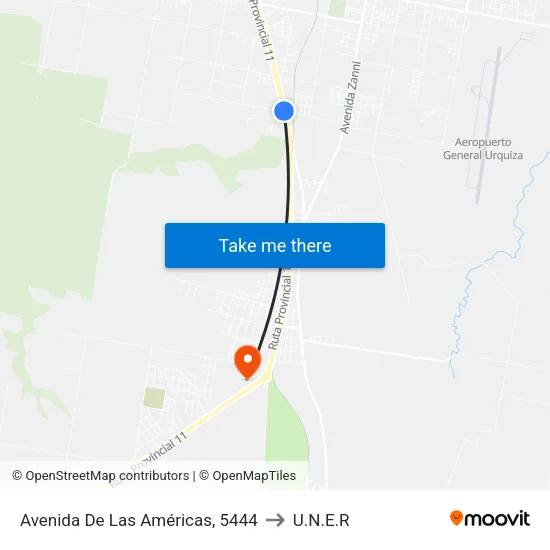 Avenida De Las Américas, 5444 to U.N.E.R map