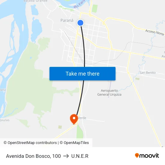 Avenida Don Bosco, 100 to U.N.E.R map