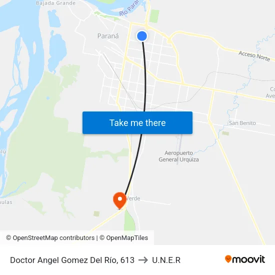 Doctor Angel Gomez Del Río, 613 to U.N.E.R map