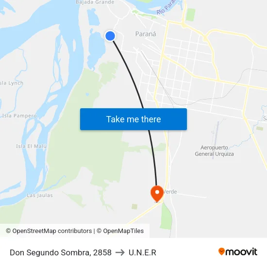 Don Segundo Sombra, 2858 to U.N.E.R map