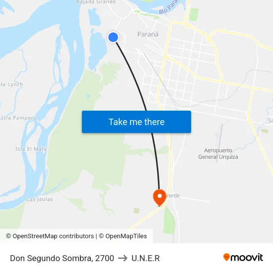 Don Segundo Sombra, 2700 to U.N.E.R map