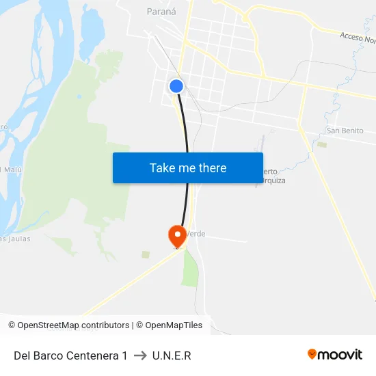 Del Barco Centenera 1 to U.N.E.R map