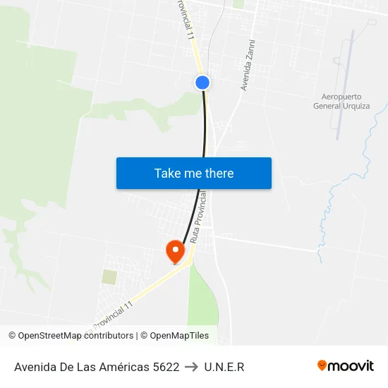 Avenida De Las Américas 5622 to U.N.E.R map