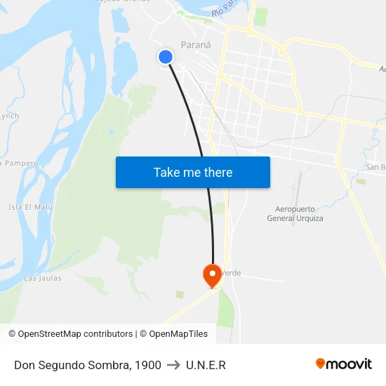 Don Segundo Sombra, 1900 to U.N.E.R map