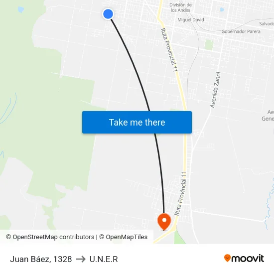 Juan Báez, 1328 to U.N.E.R map