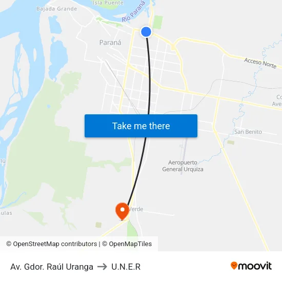 Av. Gdor. Raúl Uranga to U.N.E.R map