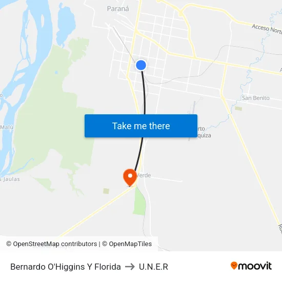 Bernardo O'Higgins Y Florida to U.N.E.R map