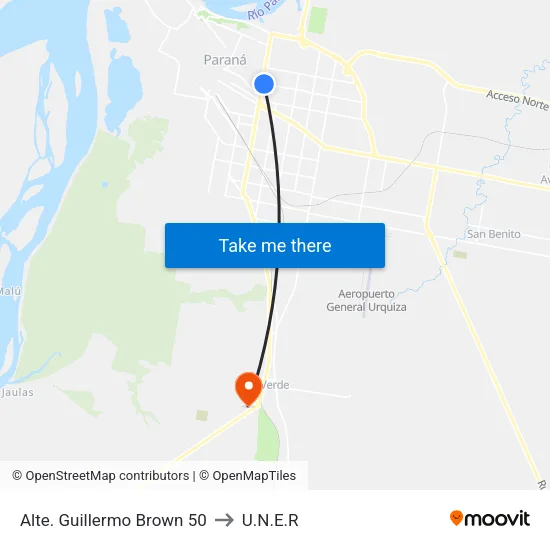 Alte. Guillermo Brown 50 to U.N.E.R map